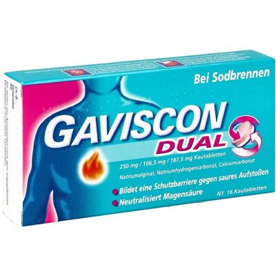 GAVISCON Dual Kautabletten mit Zweifachwirkung gegen Sodbrennen 16stk GAVISCON Dual Kautabletten mit Zweifachwirkung gegen Sodbrennen 16stk