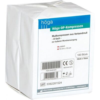 Höga-kompressen Op 10x10 cm unsteril 8fach 100stk Höga-kompressen Op 10x10 cm unsteril 8fach 100stk