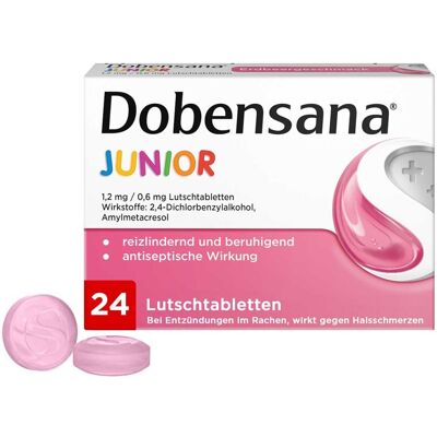 Reckitt Benckiser DOBENSANA Junior 1,2mg/0,6mg Lutschtabletten - Halsschmerzen Reckitt Benckiser DOBENSANA Junior 1,2mg/0,6mg Lutschtabletten - Halsschmerzen