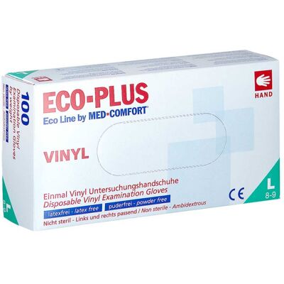 ECO plus U.hands.vinyl unste.puderfrei L weiss 100stk ECO plus U.hands.vinyl unste.puderfrei L weiss 100stk
