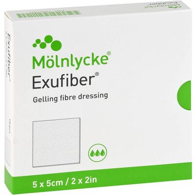 Mölnlycke Exufiber 5x5cm Gelverband - Wundversorgung Mölnlycke Exufiber 5x5cm Gelverband - Wundversorgung