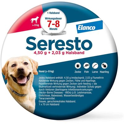 Seresto 4,50g + 2,03g Hundehalsband - Halsband für große Hunde Seresto 4,50g + 2,03g Hundehalsband - Halsband für große Hunde