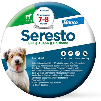Seresto Halsband für Hunde bis 8 kg gegen Zecken und Flöhe 1stk Seresto Halsband für Hunde bis 8 kg gegen Zecken und Flöhe 1stk