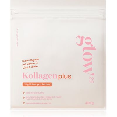 Glow25 Kollagen Plus hydrolysiertes Kollagen mit Vitamin C, Biotin und Zink 450 g Glow25 Kollagen Plus hydrolysiertes Kollagen mit Vitamin C, Biotin und Zink 450 g