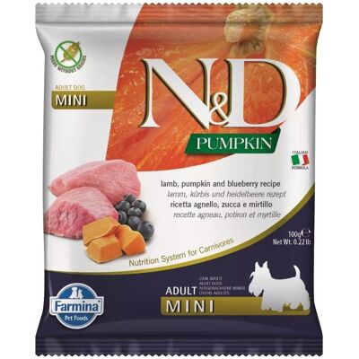 FARMINA N&D Pumpkin Trockenfutter Lamm, Kürbis und Heidelbeere für adulte kleine Hunde 100g FARMINA N&D Pumpkin Trockenfutter Lamm, Kürbis und Heidelbeere für adulte kleine Hunde 100g