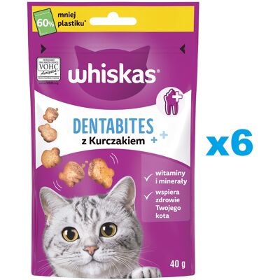 Whiskas Dentabites - Hähnchen Zahnpflege-Snacks für Katzen - 6x40g Whiskas Dentabites - Hähnchen Zahnpflege-Snacks für Katzen - 6x40g
