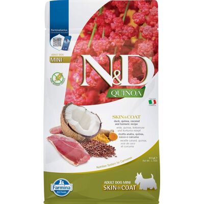 Farmina N&D Quinoa Hundefutter, Haut & Coat, Ente, Kokos, Mini, 800 g Farmina N&D Quinoa Hundefutter, Haut & Coat, Ente, Kokos, Mini, 800 g