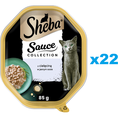 SHEBA Sauce Collection 22x85 g: Nassvollnahrung für adulte Katzen mit Kalbfleisch in heller Sauce SHEBA Sauce Collection 22x85 g: Nassvollnahrung für adulte Katzen mit Kalbfleisch in heller Sauce