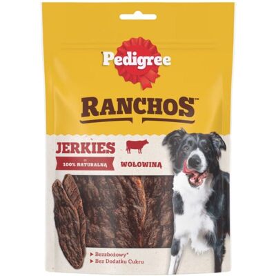 PEDIGREE Ranchos Jerkies 7x180 g: Getreidefreies Ergänzungsfutter für adulte Hunde mit Rindfleisch PEDIGREE Ranchos Jerkies 7x180 g: Getreidefreies Ergänzungsfutter für adulte Hunde mit Rindfleisch
