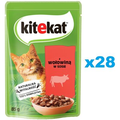 KITEKAT Rind in Soße 28x85 g - Katzenfutter KITEKAT Rind in Soße 28x85 g - Katzenfutter