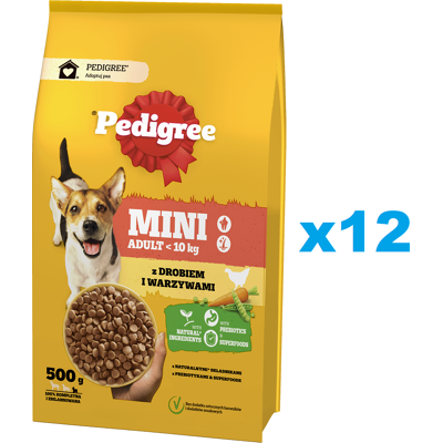 PEDIGREE Adult Mini 12x500 g: Trockenfutter mit Geflügel und Gemüse für adulte Hunde kleiner Rassen PEDIGREE Adult Mini 12x500 g: Trockenfutter mit Geflügel und Gemüse für adulte Hunde kleiner Rassen