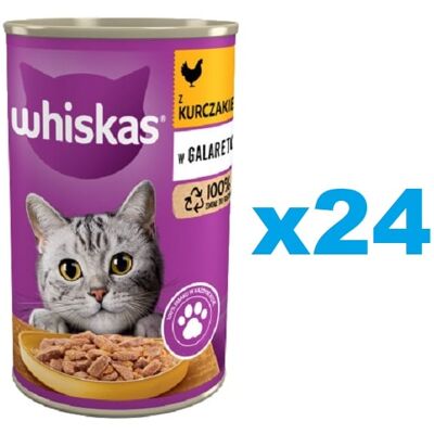 Whiskas Adult Huhn in Gelee 24x400 g - Vollnahrung für Katzen Whiskas Adult Huhn in Gelee 24x400 g - Vollnahrung für Katzen