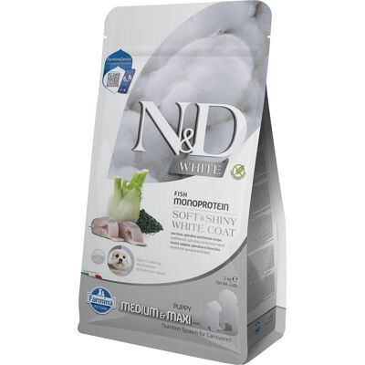 N&D White Soft&Shiny White Coat Medium&Maxi Puppy - Hundefutter N&D White Soft&Shiny White Coat Medium&Maxi Puppy - Hundefutter
