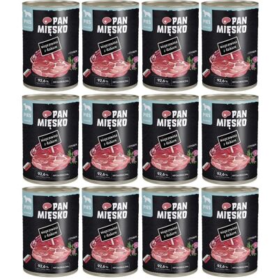 PAN MIĘSKO Nassfutter Wildschwein mit Schweinefleisch und Cistus für adulte Hunde 12x400 g PAN MIĘSKO Nassfutter Wildschwein mit Schweinefleisch und Cistus für adulte Hunde 12x400 g