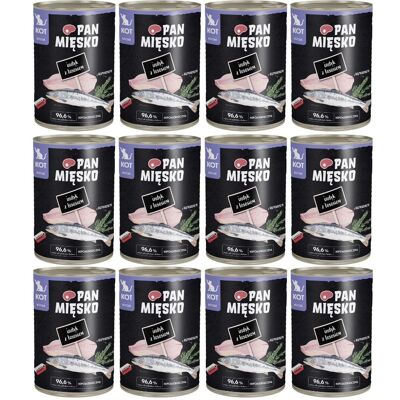 PAN MIĘSKO Nassfutter mit Pute, Lachs und Rosmarin für Kätzchen hypoallergen 12x400 g PAN MIĘSKO Nassfutter mit Pute, Lachs und Rosmarin für Kätzchen hypoallergen 12x400 g