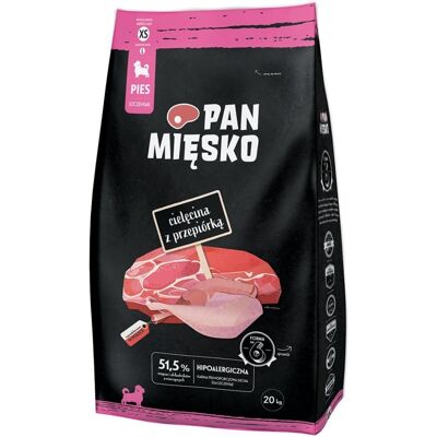 PAN MIĘSKO Trockenfutter mit Kalb und Wachtel für Welpen XS hypoallergen 20 kg PAN MIĘSKO Trockenfutter mit Kalb und Wachtel für Welpen XS hypoallergen 20 kg