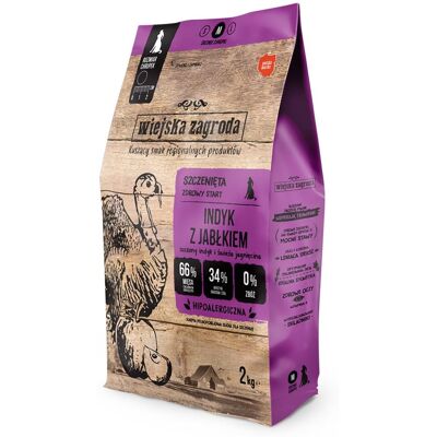 WIEJSKA ZAGRODA Trockenfutter Pute mit Apfel für Welpen M getreidefrei 2 kg WIEJSKA ZAGRODA Trockenfutter Pute mit Apfel für Welpen M getreidefrei 2 kg