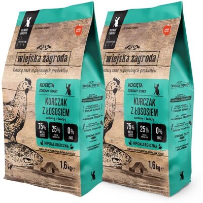 WIEJSKA ZAGRODA Trockenfutter mit Huhn und Lachs für Kätzchen getreidefrei 2x1,6kg WIEJSKA ZAGRODA Trockenfutter mit Huhn und Lachs für Kätzchen getreidefrei 2x1,6kg