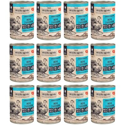 WIEJSKA ZAGRODA Nassfutter mit Pute und Lachs für adulte Katzen getreidefrei 12x400 g WIEJSKA ZAGRODA Nassfutter mit Pute und Lachs für adulte Katzen getreidefrei 12x400 g