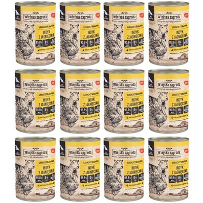 WIEJSKA ZAGRODA Nassfutter Pute mit Lamm für adulte Hunde getreidefrei 12x400 g WIEJSKA ZAGRODA Nassfutter Pute mit Lamm für adulte Hunde getreidefrei 12x400 g