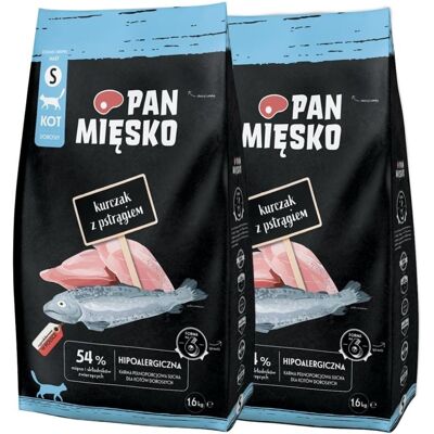 PAN MIĘSKO Trockenfutter mit Huhn und Forelle für adulte Katzen S 2x1,6 kg PAN MIĘSKO Trockenfutter mit Huhn und Forelle für adulte Katzen S 2x1,6 kg