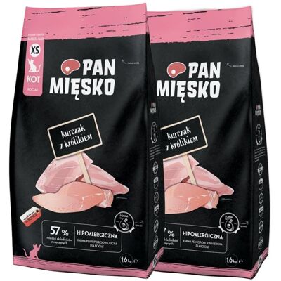 PAN MIĘSKO Trockenfutter mit Huhn und Kaninchen für Kätzchen XS 2x1,6 kg PAN MIĘSKO Trockenfutter mit Huhn und Kaninchen für Kätzchen XS 2x1,6 kg