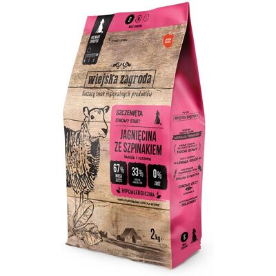 WIEJSKA ZAGRODA Trockenfutter mit Lamm und Spinat für kleine Welpen getreidefrei 2 kg WIEJSKA ZAGRODA Trockenfutter mit Lamm und Spinat für kleine Welpen getreidefrei 2 kg