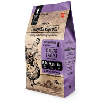 WIEJSKA ZAGRODA Trockenfutter Huhn mit Ente für adulte Katzen getriedefrei 1,6 kg WIEJSKA ZAGRODA Trockenfutter Huhn mit Ente für adulte Katzen getriedefrei 1,6 kg