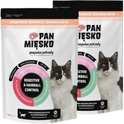 PAN MIĘSKO Digestive & Hairball Control Trockenfutter Truthahn mit Lachs für adulte Katzen 2x3 kg PAN MIĘSKO Digestive & Hairball Control Trockenfutter Truthahn mit Lachs für adulte Katzen 2x3 kg