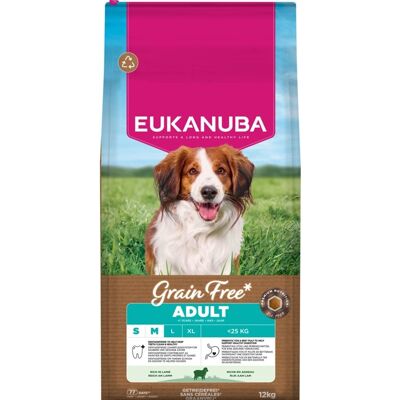 EUKANUBA Grain Free Adult Small Medium Lamb 12 kg bezzbóżowa karma dla psów małych i średnich ras z jagnięciną EUKANUBA Grain Free Adult Small Medium Lamb 12 kg bezzbóżowa karma dla psów małych i średnich ras z jagnięciną