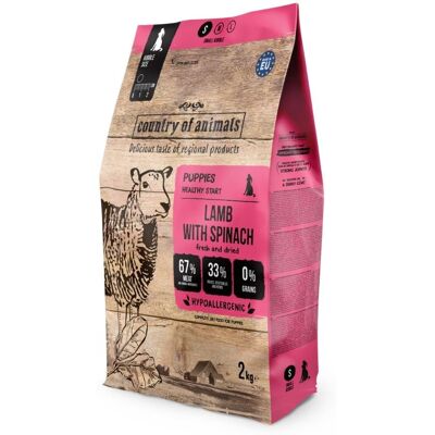 COUNTRY OF ANIMALS Lamb with Spinat Trockenfutter mit Lamm und Spinat für Welpen S, 2 kg COUNTRY OF ANIMALS Lamb with Spinat Trockenfutter mit Lamm und Spinat für Welpen S, 2 kg