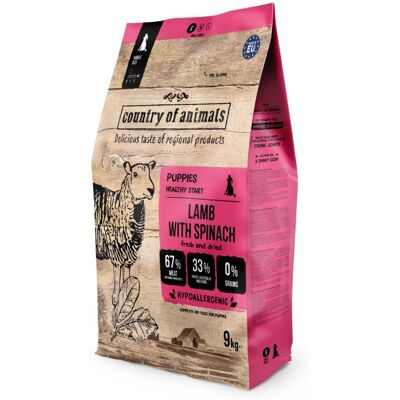 COUNTRY OF ANIMALS Lamb with Spinat Trockenfutter mit Lamm und Spinat für Welpen S, 9 kg COUNTRY OF ANIMALS Lamb with Spinat Trockenfutter mit Lamm und Spinat für Welpen S, 9 kg
