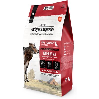 WIEJSKA ZAGRODA Trockenfutter mit Rind Monoprotein für adulte M/L Hunde 6 kg WIEJSKA ZAGRODA Trockenfutter mit Rind Monoprotein für adulte M/L Hunde 6 kg