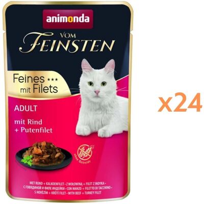 Animonda Vom Feinsten Fines mit Filets Nassfutter mit Rind und Putenfilet für adulte Katzen 24x85g Animonda Vom Feinsten Fines mit Filets Nassfutter mit Rind und Putenfilet für adulte Katzen 24x85g