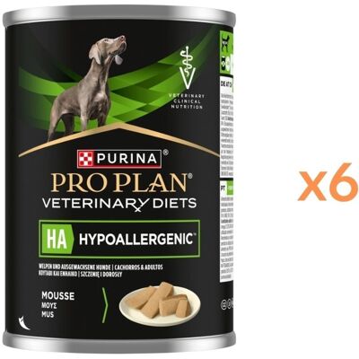 PURINA PRO PLAN Veterinary Diets HA Hypoallergenic für adulte Hunde und Welpen mit Nahrungsmittelunverträglichkeiten 6x400g PURINA PRO PLAN Veterinary Diets HA Hypoallergenic für adulte Hunde und Welpen mit Nahrungsmittelunverträglichkeiten 6x400g