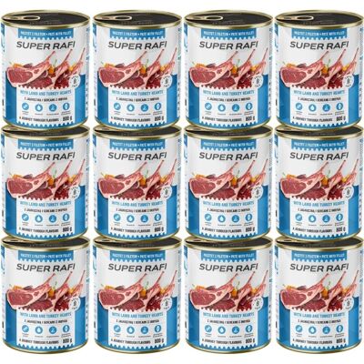 RAFI Super Nassfutter mit Lamm und Putenherzen für adulte Hunde aller Rassen getreidefrei 12x800g RAFI Super Nassfutter mit Lamm und Putenherzen für adulte Hunde aller Rassen getreidefrei 12x800g
