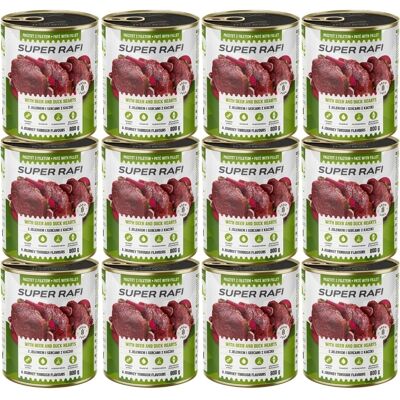 RAFI Super Nassfutter mit Reh und Entenherzen für adulte Hunde aller Rassen getreidefrei 12x800g RAFI Super Nassfutter mit Reh und Entenherzen für adulte Hunde aller Rassen getreidefrei 12x800g
