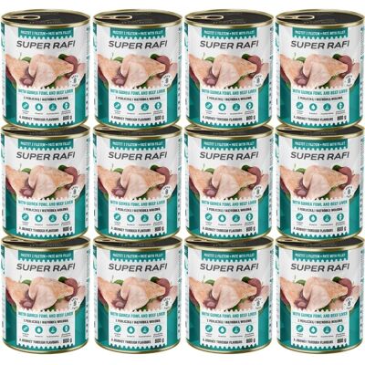RAFI Super Nassfutter mit Perlhuhn und Rinderleber Pastete für adulte Hunde aller Rassen getreidefrei 12x800g RAFI Super Nassfutter mit Perlhuhn und Rinderleber Pastete für adulte Hunde aller Rassen getreidefrei 12x800g