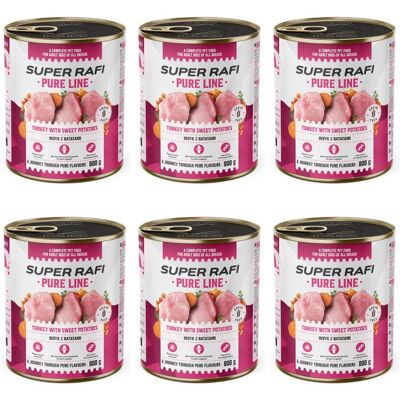 Super RAFI Pure Line Nassfutter Pute mit Süßkartoffeln für adulte Hunde getreidefrei 6x800g Super RAFI Pure Line Nassfutter Pute mit Süßkartoffeln für adulte Hunde getreidefrei 6x800g