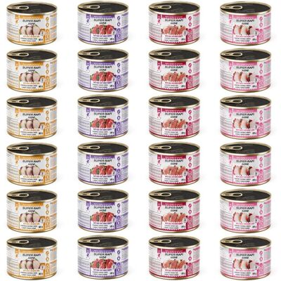 Super RAFI Mini Nassfutter Mix 4 Geschmacks für adulte kleine Hunderassen 24x185g Super RAFI Mini Nassfutter Mix 4 Geschmacks für adulte kleine Hunderassen 24x185g