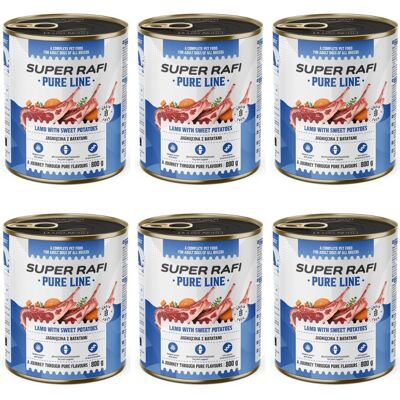 Super RAFI Pure Line Nassfutter Lamm mit Süßkartoffeln für adulte Hunde getreidefrei 6x800g Super RAFI Pure Line Nassfutter Lamm mit Süßkartoffeln für adulte Hunde getreidefrei 6x800g