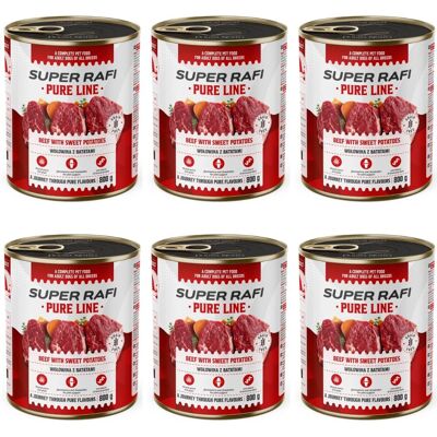 Super RAFI Pure Line Nassfutter Rind mit Süßkartoffeln für adulte Hunde getreidefrei 6x800g Super RAFI Pure Line Nassfutter Rind mit Süßkartoffeln für adulte Hunde getreidefrei 6x800g