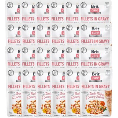 BRIT Care Fillets in gravy Tender Turkey & Savory Salmon 24 x 85 g BRIT Care Fillets in gravy Tender Turkey & Savory Salmon 24 x 85 g