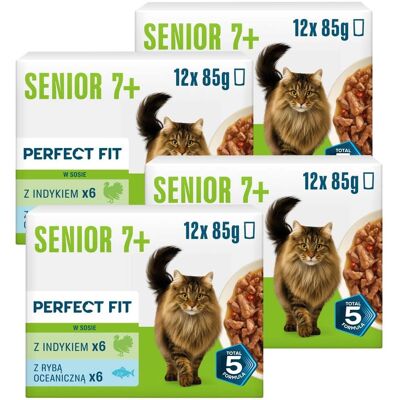 PERFECT FIT Senior 7+ Mix Smaków 48 x 85g mokra karma dla starszych kotów PERFECT FIT Senior 7+ Mix Smaków 48 x 85g mokra karma dla starszych kotów
