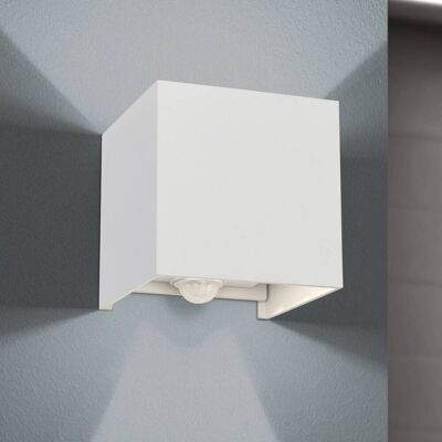 Orion Außenwandleuchte mit Bewegungsmelder Cube-S, weiß / opal, Aluminium, Modern, Wandlampe Orion Außenwandleuchte mit Bewegungsmelder Cube-S, weiß / opal, Aluminium, Modern, Wandlampe