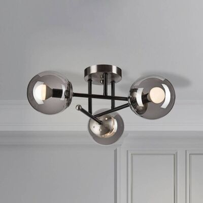 Deckenleuchte Malena Lamkur, dimmbar, alu / grau / zink, für Wohn- / Esszimmer, Glas Deckenleuchte Malena Lamkur, dimmbar, alu / grau / zink, für Wohn- / Esszimmer, Glas