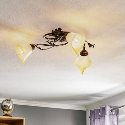 Deckenleuchte Quercia ONLI, dimmbar, creme / amber, für Wohn- / Esszimmer, Glas, Florentiner Deckenleuchte Quercia ONLI, dimmbar, creme / amber, für Wohn- / Esszimmer, Glas, Florentiner