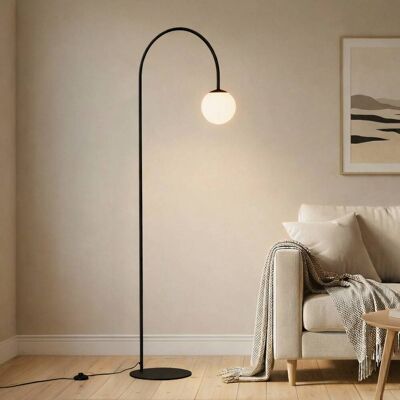 Bogenlampe Nova Domiluce, schwarz, für Wohn- / Esszimmer, Metall, Modern, Stehlampe gebogen Bogenlampe Nova Domiluce, schwarz, für Wohn- / Esszimmer, Metall, Modern, Stehlampe gebogen