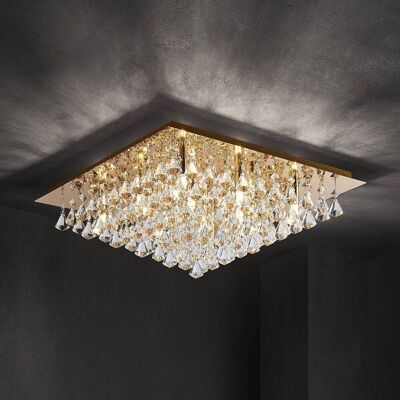 Kristall Deckenleuchte Rimedia Lindby, dimmbar, messing / gold, für Wohn- / Esszimmer, Metall Kristall Deckenleuchte Rimedia Lindby, dimmbar, messing / gold, für Wohn- / Esszimmer, Metall