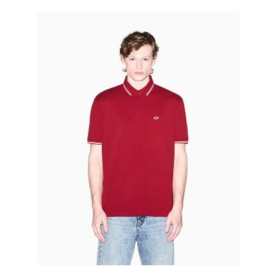 Giorgio Armani A X Armani Exchange für Herren. XM001287AF17321U5101 Rotes Poloshirt aus elastischem Baumwoll-Piqué (S), Lässig, Baumwolle, Kurzarm Giorgio Armani A X Armani Exchange für Herren. XM001287AF17321U5101 Rotes Poloshirt aus elastischem Baumwoll-Piqué (S), Lässig, Baumwolle, Kurzarm
